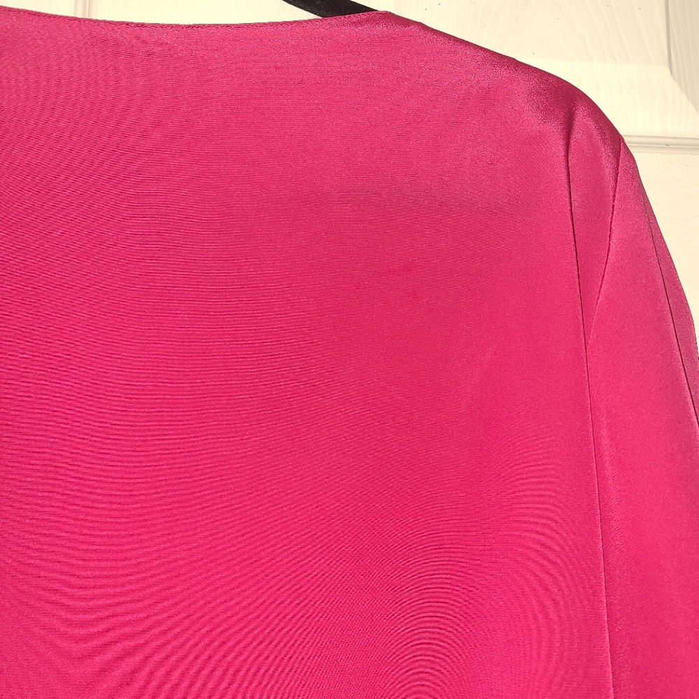 Bethany Vintage Blouse Bright Pink Silk Like Material Sz 11/12 - Picture 11 of 12